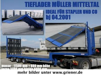 Müller-Mitteltal TS 3 / TIEFLADER HYDRAULISCHE RAMPE STAPLER / !!  - Platforminė/ Bortinė puspriekabė