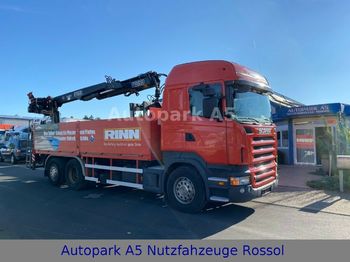 Platforminis/ Bortinis sunkvežimis, Sunkvežimis su kranu Scania R480 Pritsche  Baustoff Kran Fassi-Kran: foto 1