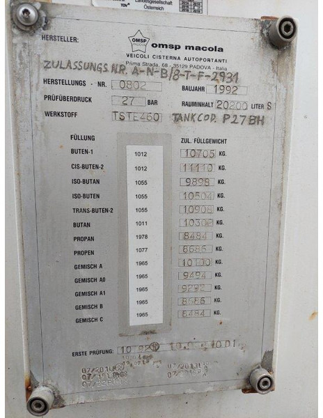 OMSP Macola Tanktrailer 20.200 Liter lpg Gas, Gaz, LPG, GPL, Propane, Butane tank ID 3.135 - Puspriekabė cisterna: foto 5